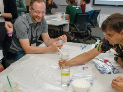 Teaching fellows at Knowles Teacher Initiative conducting a science experiment