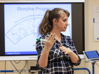 Teaching fellow giving lesson at Knowles Teacher Initiative
